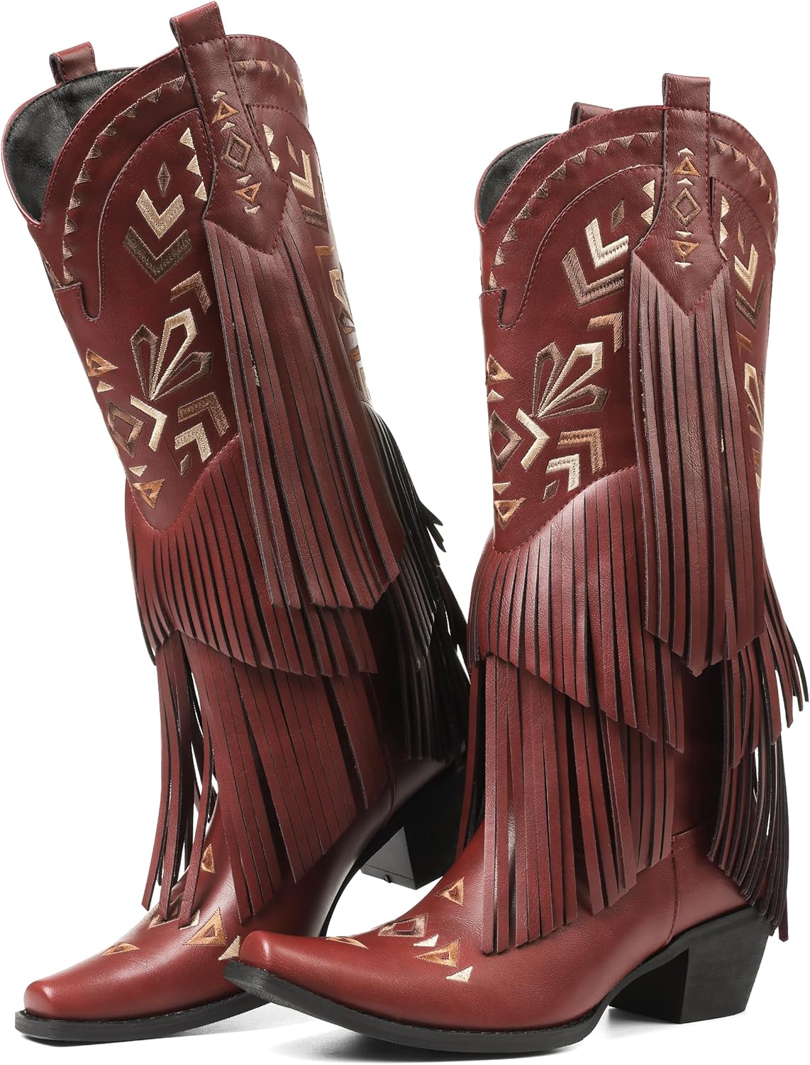 SaraIris Women's Knee High Fringe Cowgirl Boots for Style