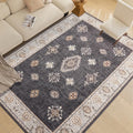 ILANGO Vintage 8ftx10ft Washable Black Area Rug - Low-Profile