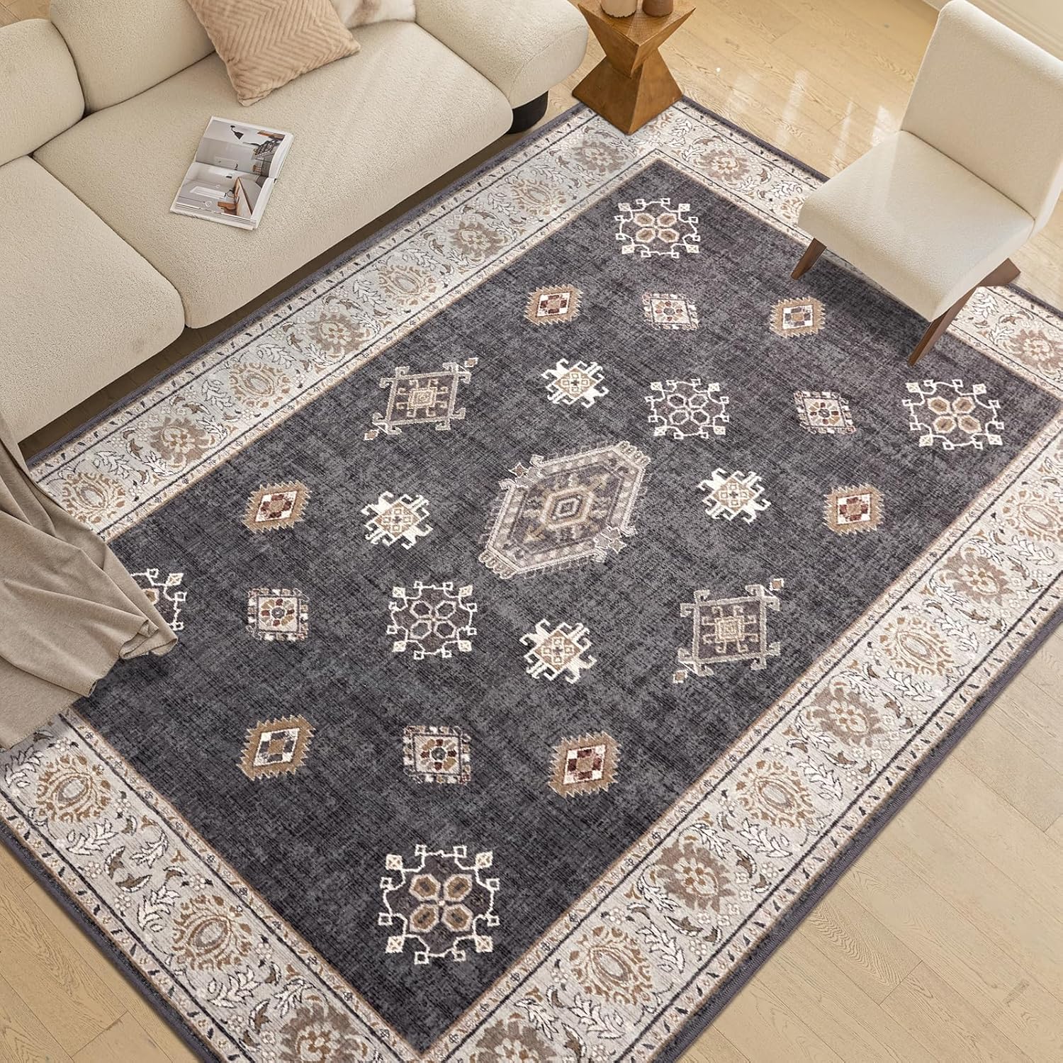 ILANGO Vintage 8ftx10ft Area Rugs for Living Room and Dining Room