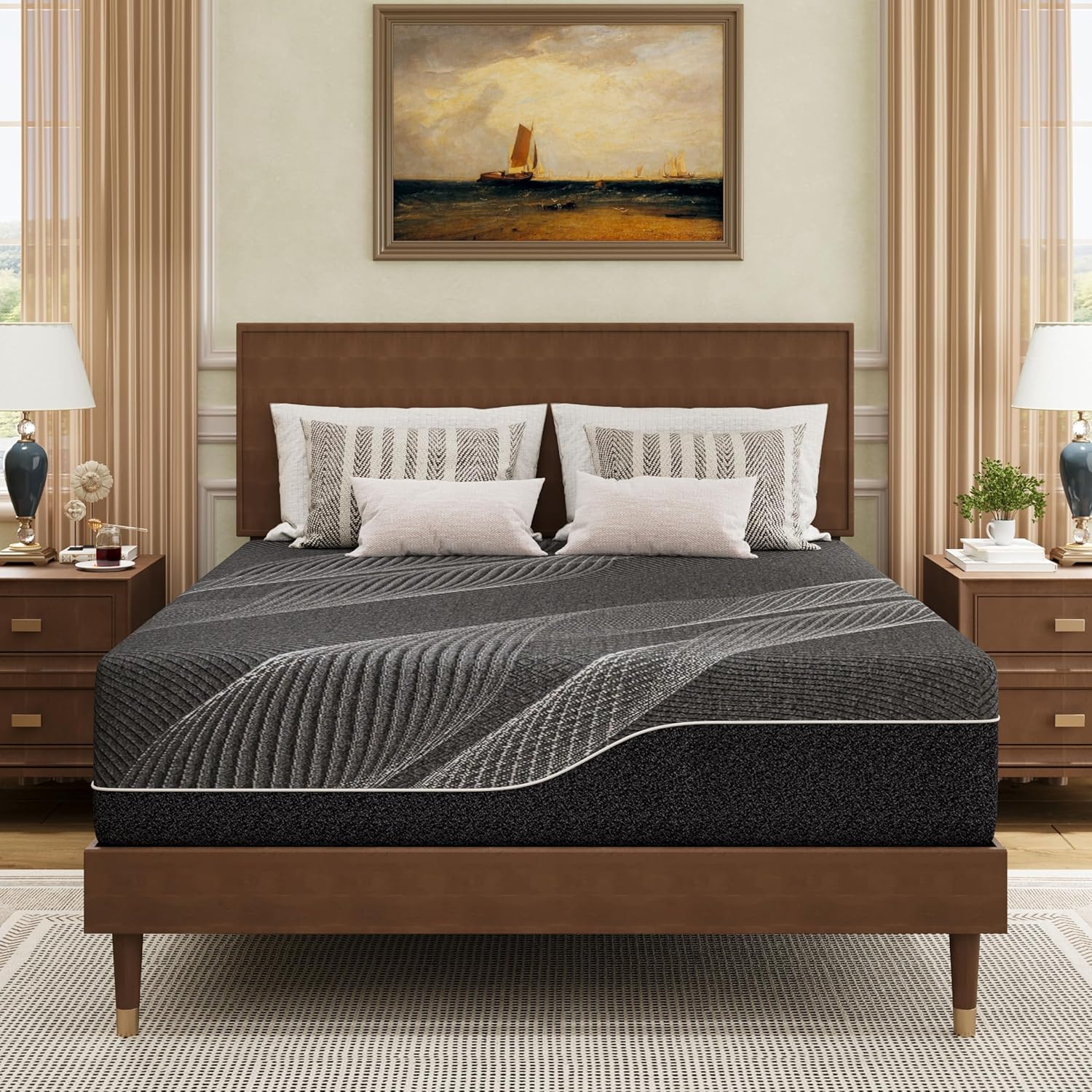 Full Mattress 14 Inch Charcoal Gel Memory Foam for Comfort
