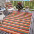 Outdoor Waterproof Patio Rug 5x8 Reversible Colorful Stripe