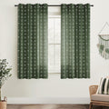 63 Inch Length Curtains for Living Room Sheer Boho Olive Green - Light