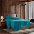 Queen Microfiber Sheet Set Teal - 4 Piece Deep Pocket Luxury