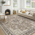 Vintage Living Room Area Rug 5x7 Brown - Soft Washable Oriental
