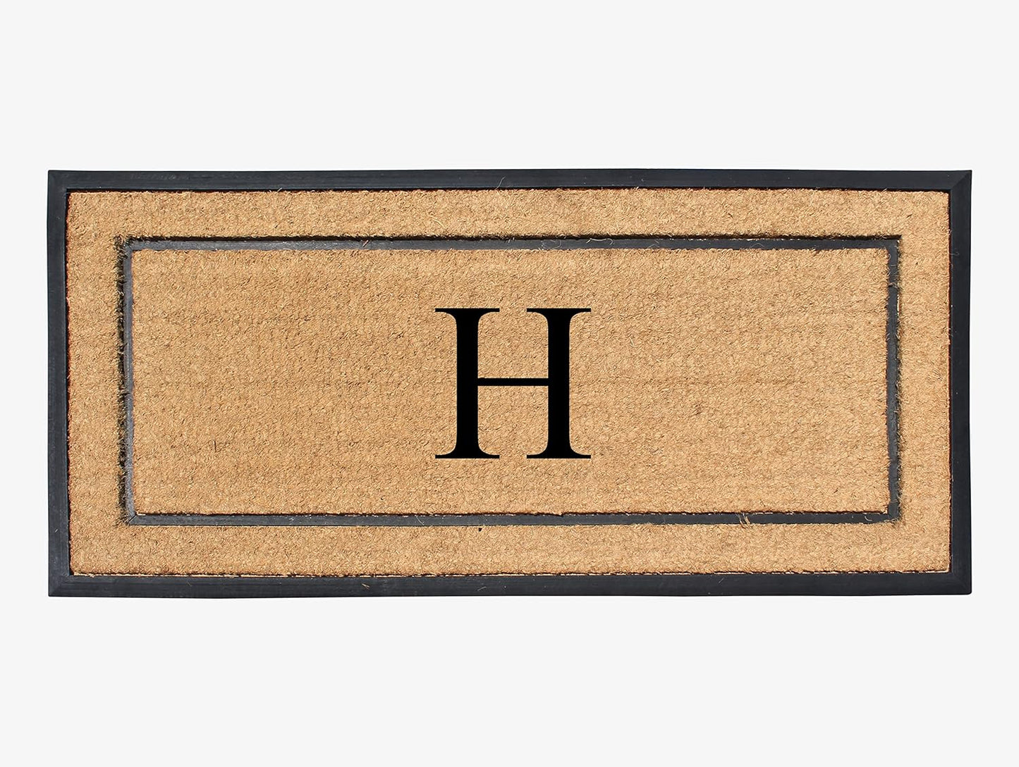 Natural Coir & Rubber Large Monogrammed Doormat for Entry