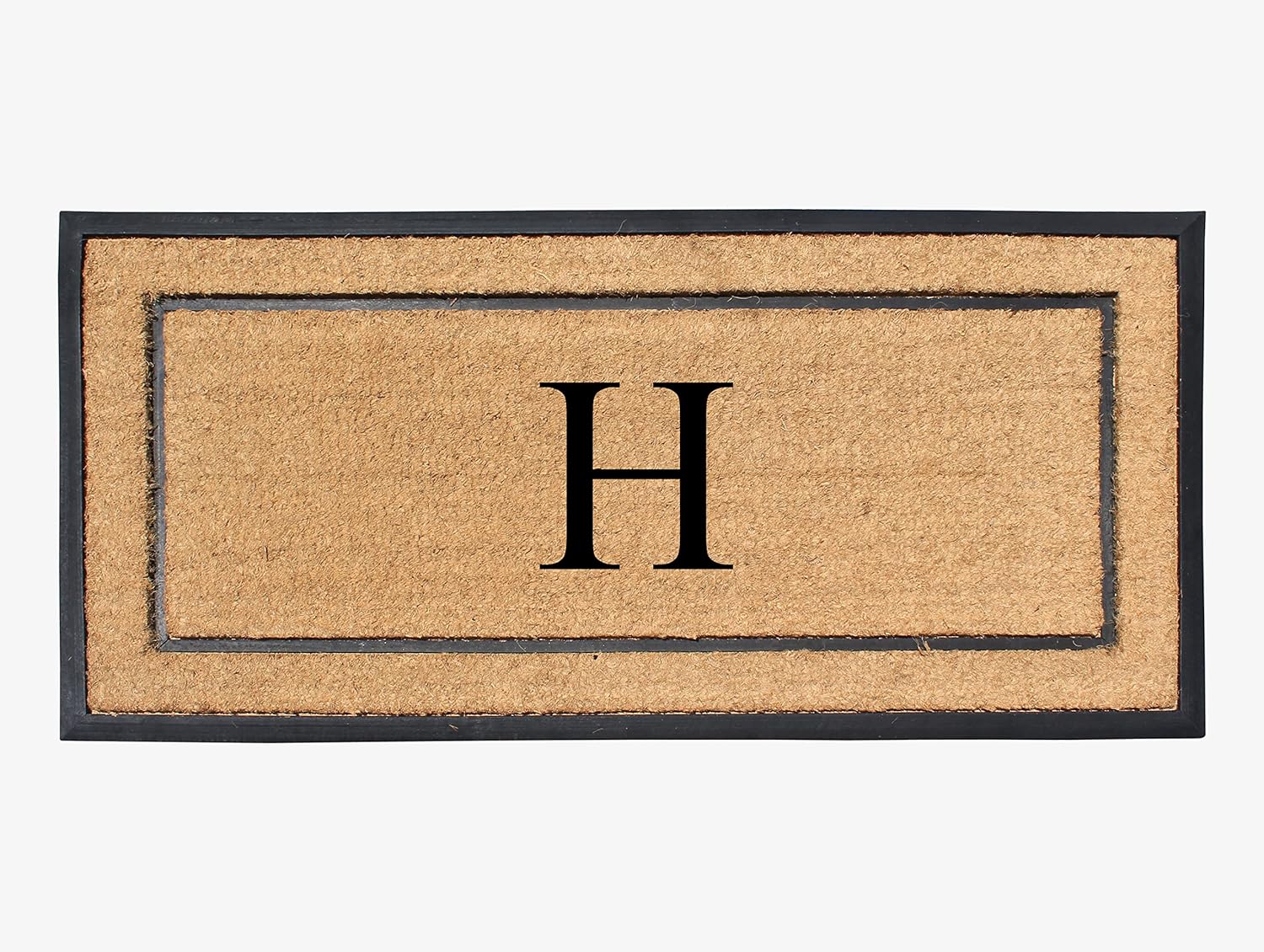 Natural Coir & Rubber Large Monogrammed Doormat for Entry