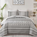 Boho Quilt Set King Size Gray - Lightweight All-Season Quilt