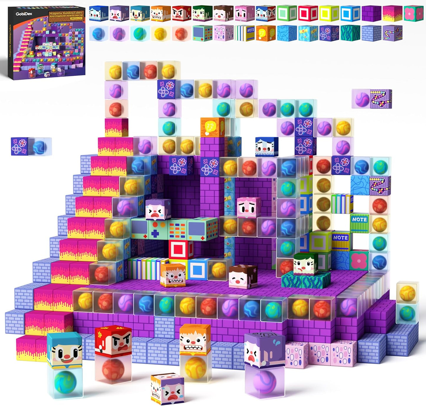 GobiDex 100PCS Magnetic Building Blocks for Kids 3+ Fun