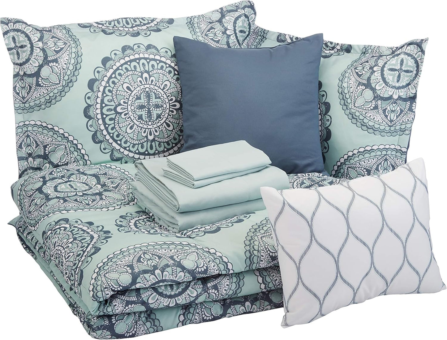 10-Piece Bed-in-a-Bag Set - Soft Microfiber Queen Comforter
