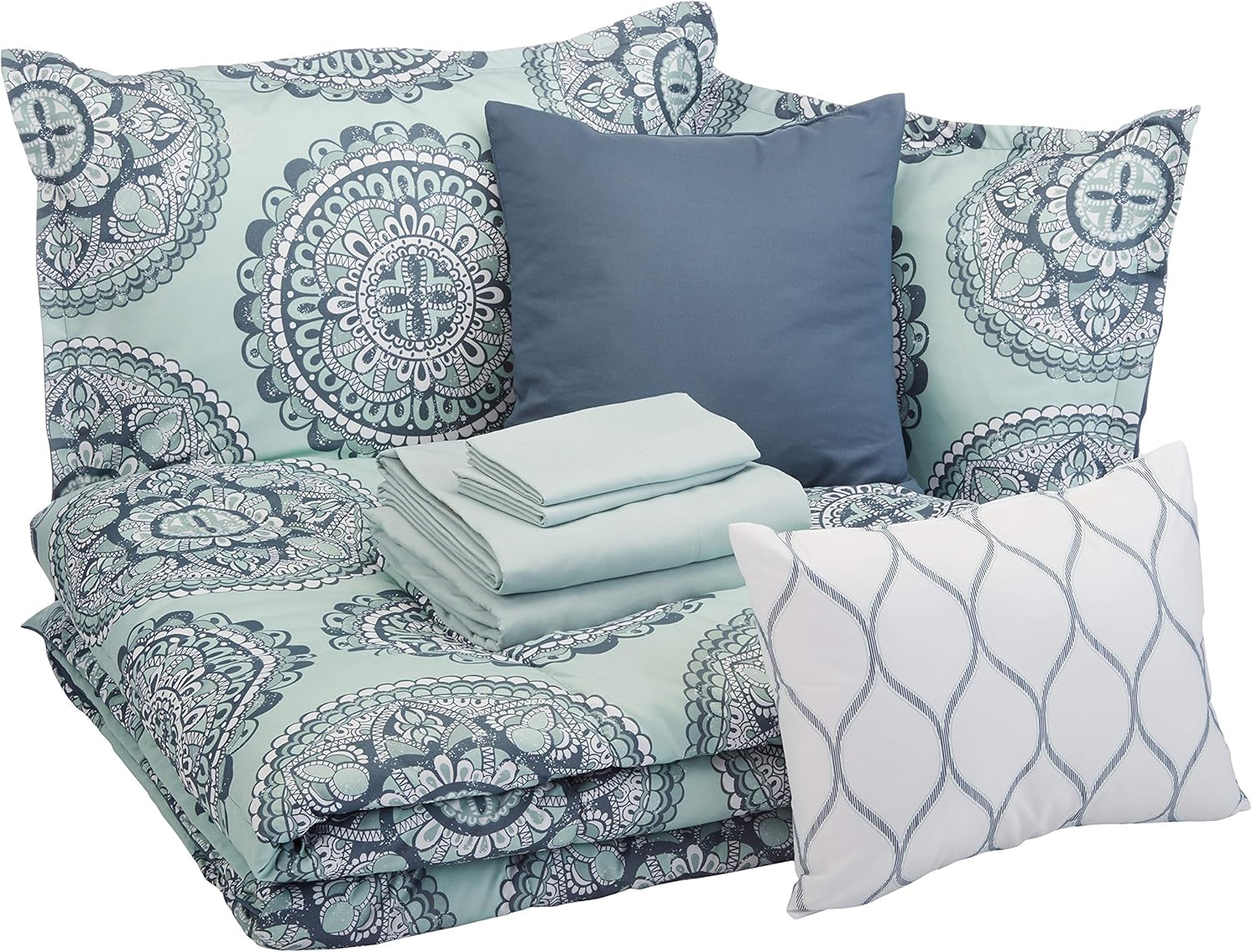 10-Piece Bed-in-a-Bag Set - Soft Microfiber Queen Comforter