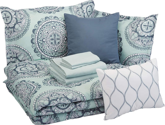 10-Piece Bed-in-a-Bag Set - Soft Microfiber Queen Comforter