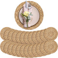12-In Round Woven Placemats Set of 24 - Natural Boho Table Mats