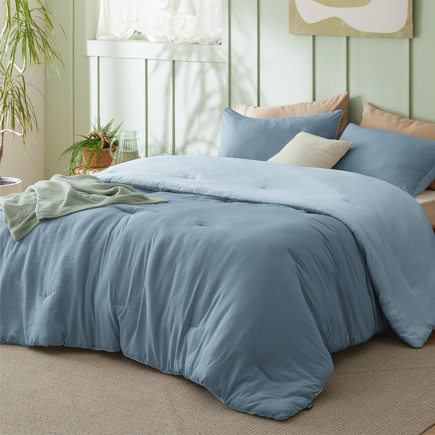 Bedsure Queen Size Comforter Set for All Seasons, 3 Pieces