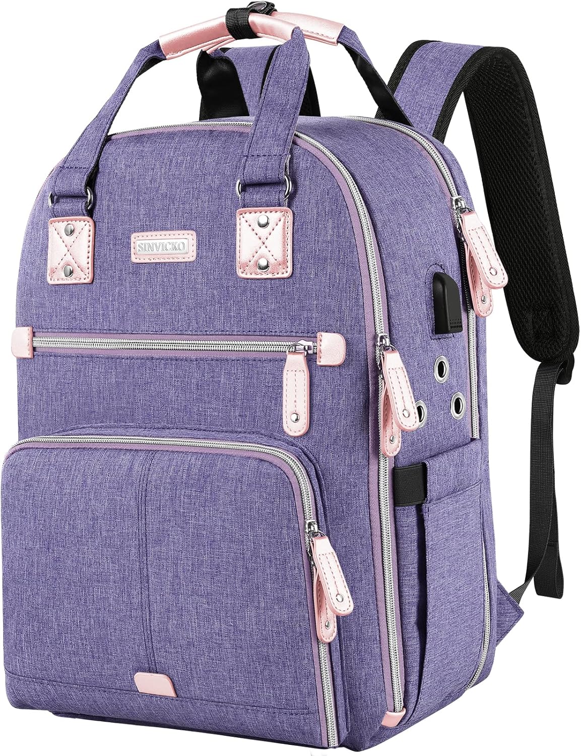 Large Yarn Storage Tote Bag with USB Charging Port for Knitting