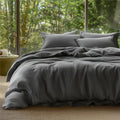 Cooling Muslin Cotton Duvet Cover King Size Dark Grey - Lightweight