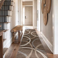 Rugshop Modern Wavy Circles Runner Rug, Brown 2ft7ft x 12ft - Durable