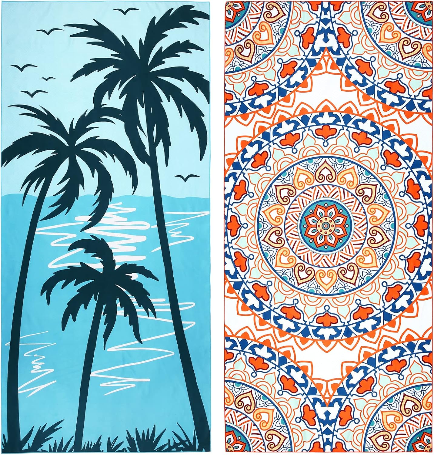 Oversized Microfiber Beach Towel Set - Quick Dry & Sand-Free