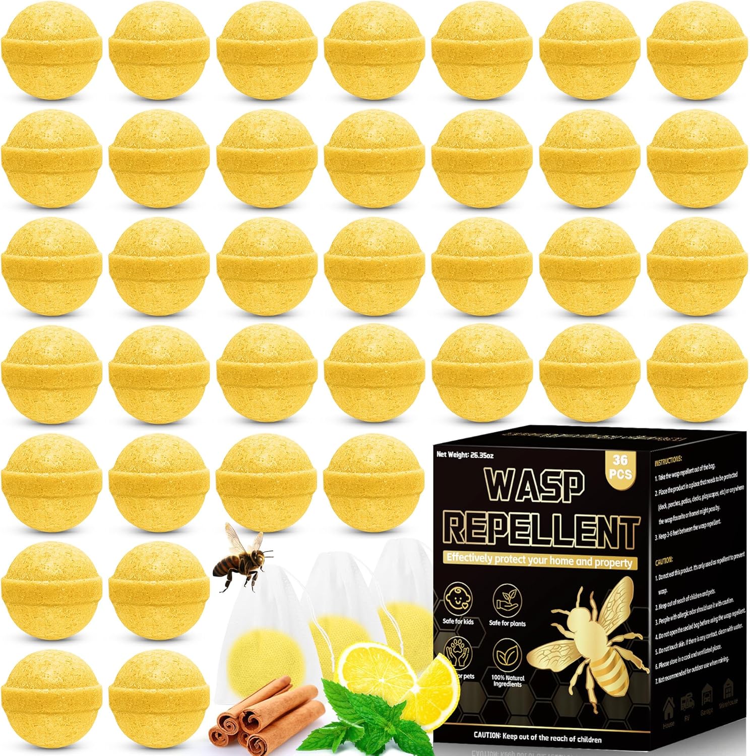 36PCS Wasp Repellent Balls for Natural Pest Control at Home