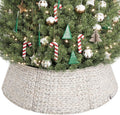 ELYKEN 42-Inch Woven Rattan Christmas Tree Collar - Stylish White Wash