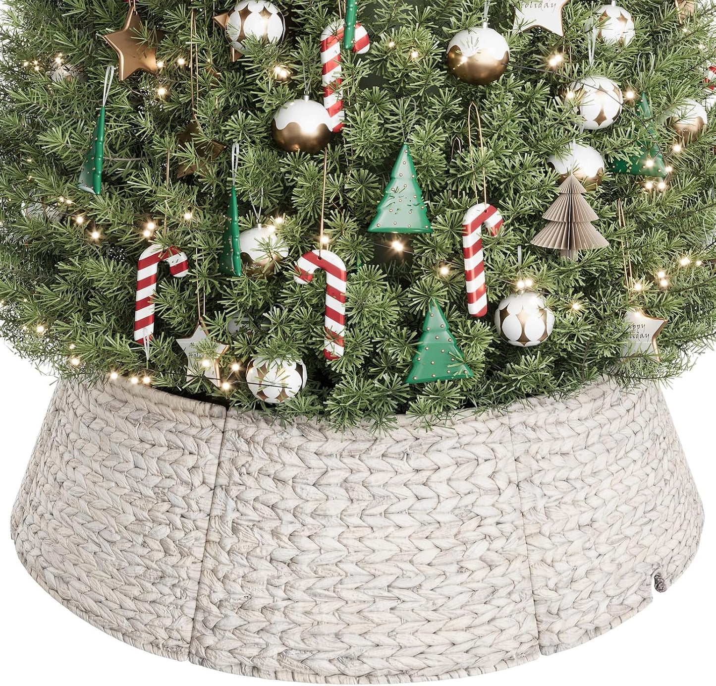 Stylish 42-Inch Woven Rattan Christmas Tree Collar for Decor