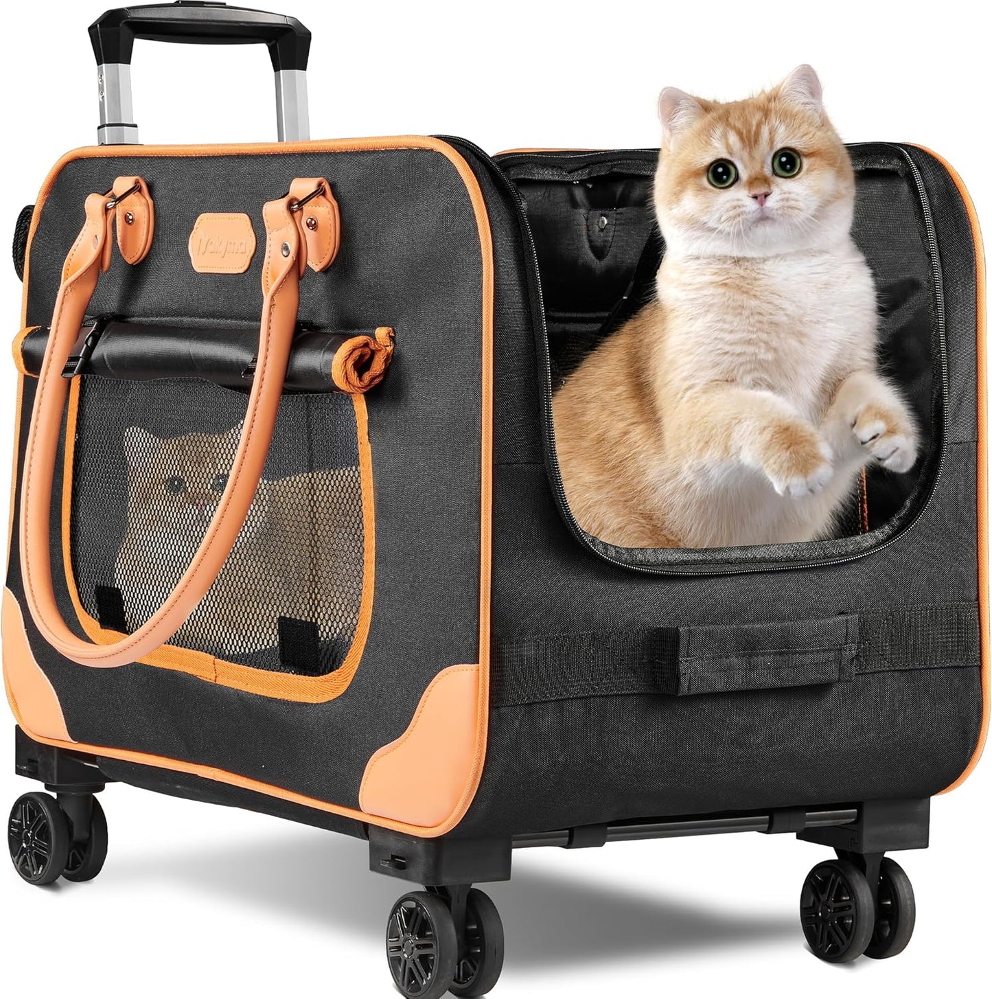 Large Cat Carrier with Wheels for Travel and Camping Needs