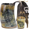 Viking Drinking Horn Mug 16-20oz - Handcrafted Horn Mug Set