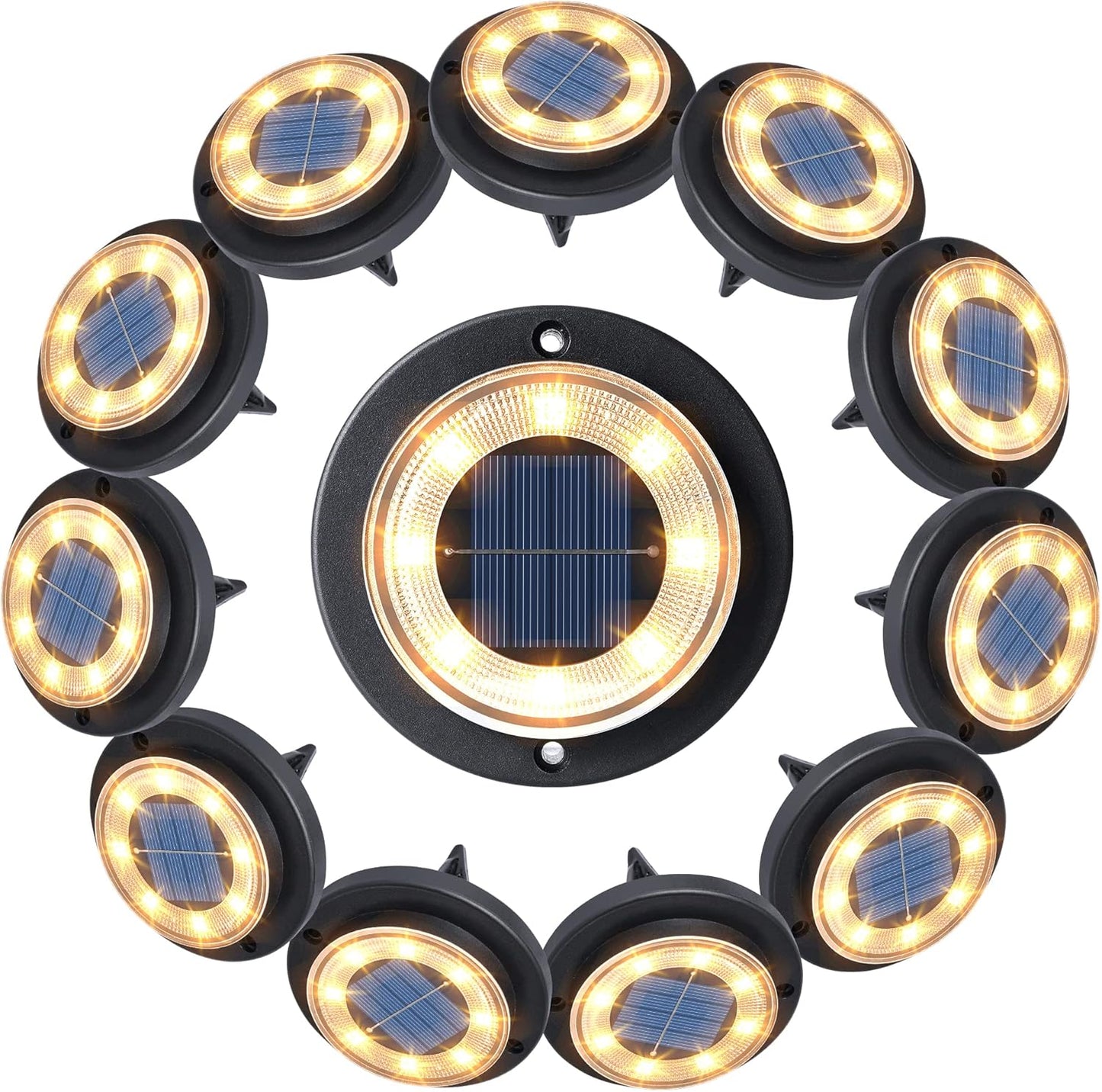Flacchi Solar Ground Lights - Bright IP68 Waterproof Disk Lights