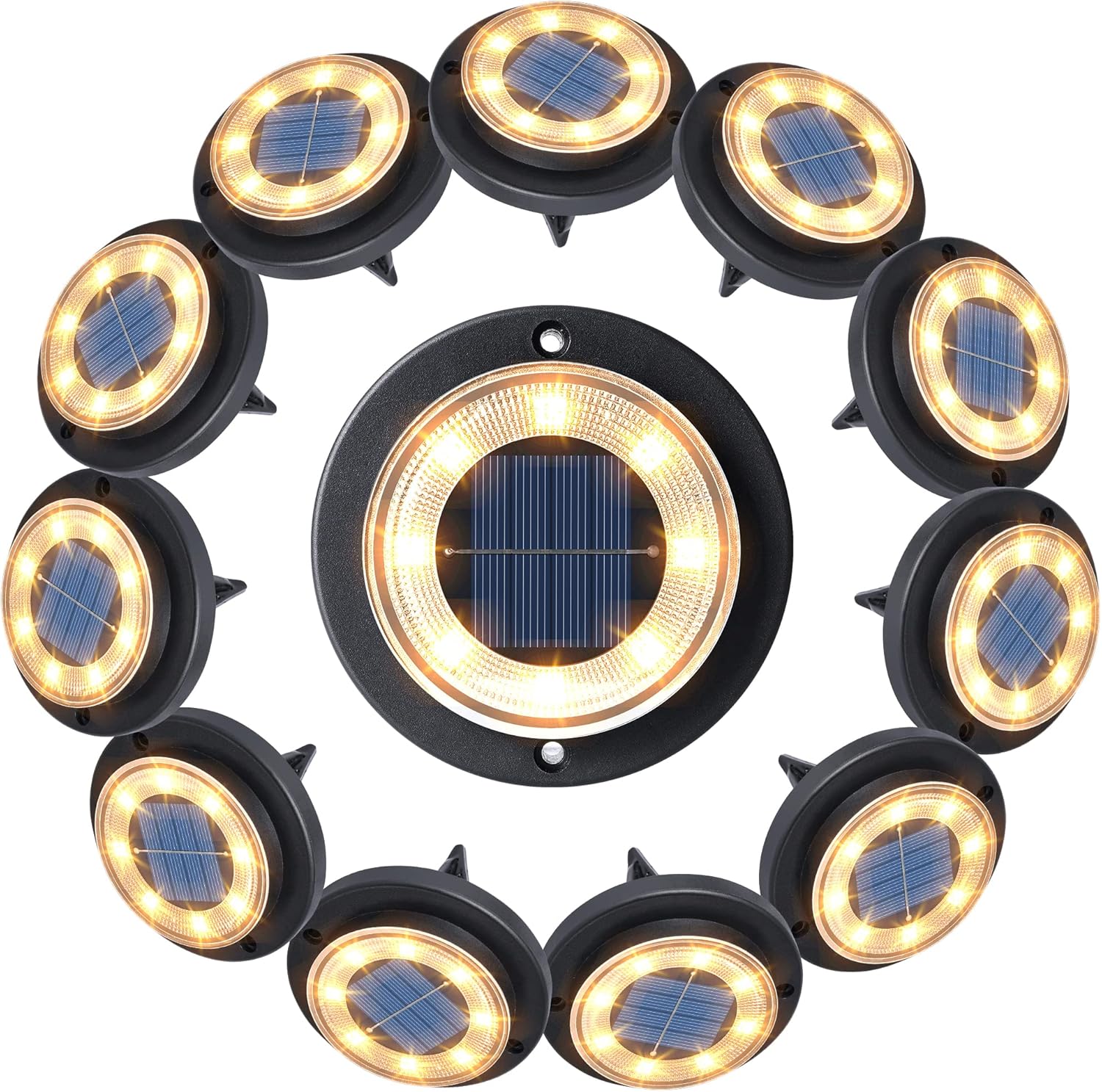 Flacchi Solar Ground Lights - Bright IP68 Waterproof Disk Lights