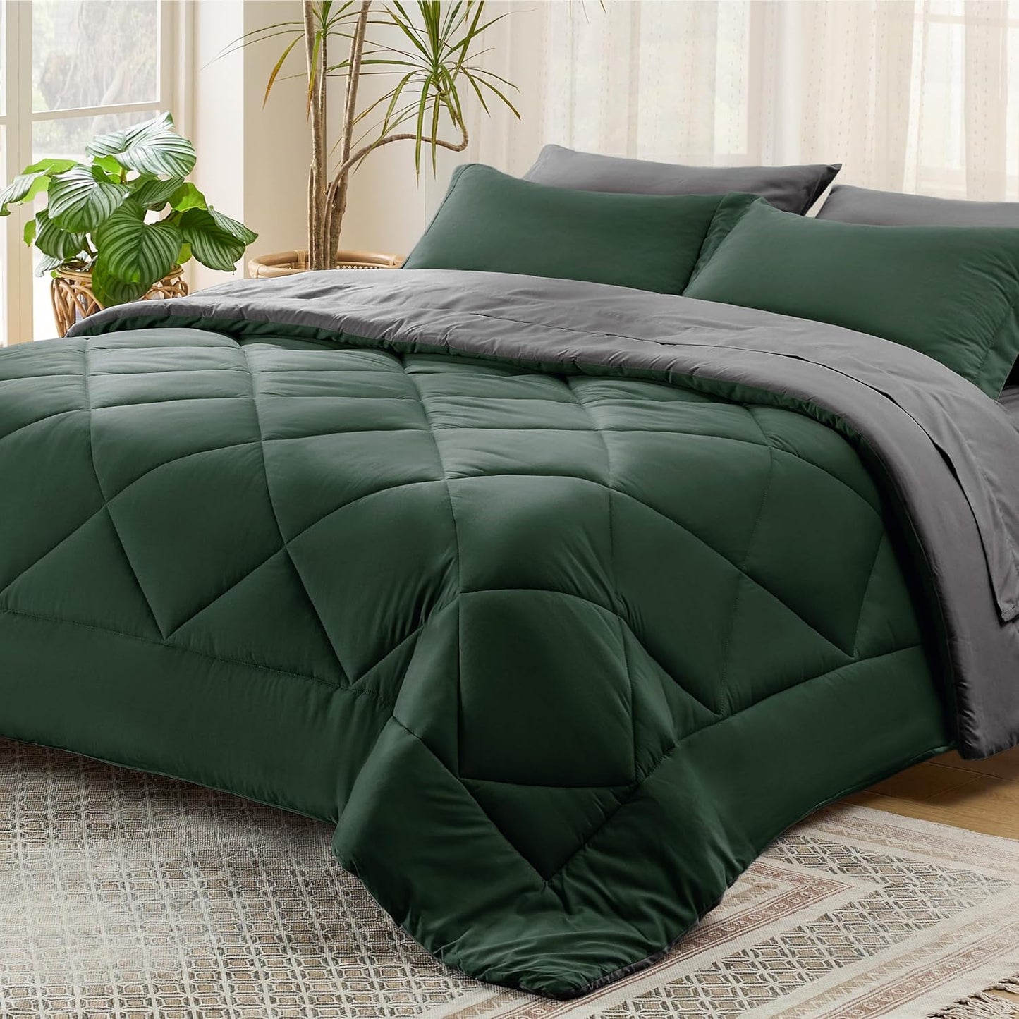 Forest Green Twin XL Comforter Set - 5 Piece Bed in a Bag