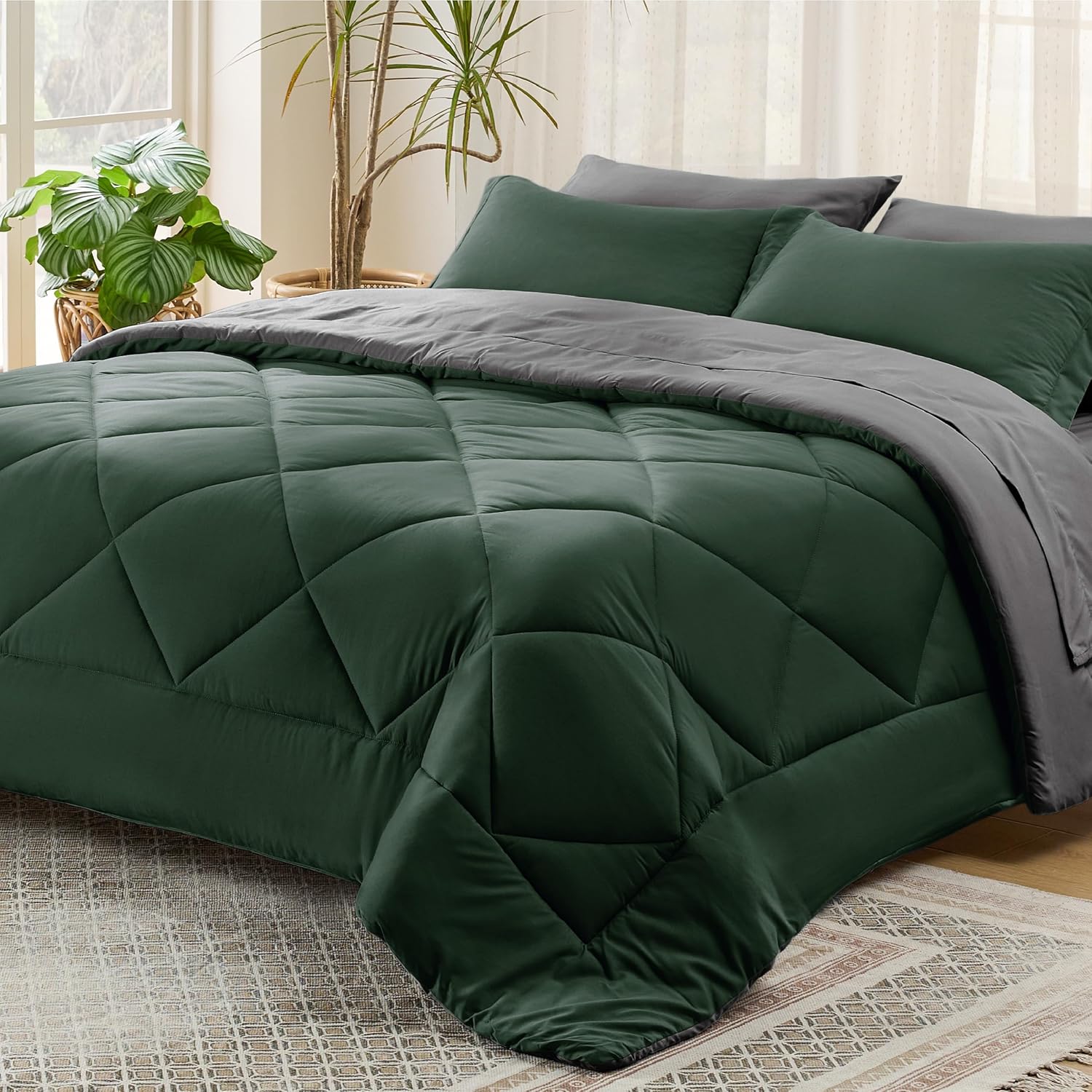 Forest Green Twin XL Comforter Set - 5 Piece Bed in a Bag