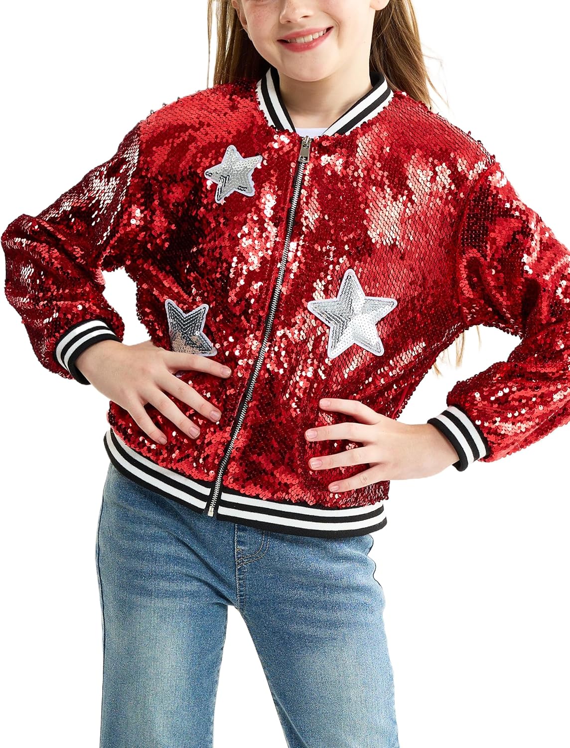 LOLANTA Girls Sequin Jacket for Stylish Kids' Spring Outfits