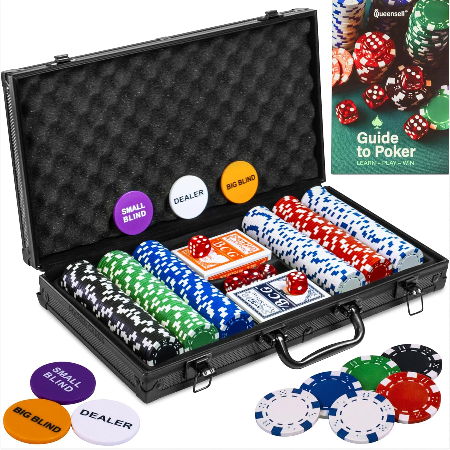 Professional Poker Set with 300 Chips and Accessories for Fun