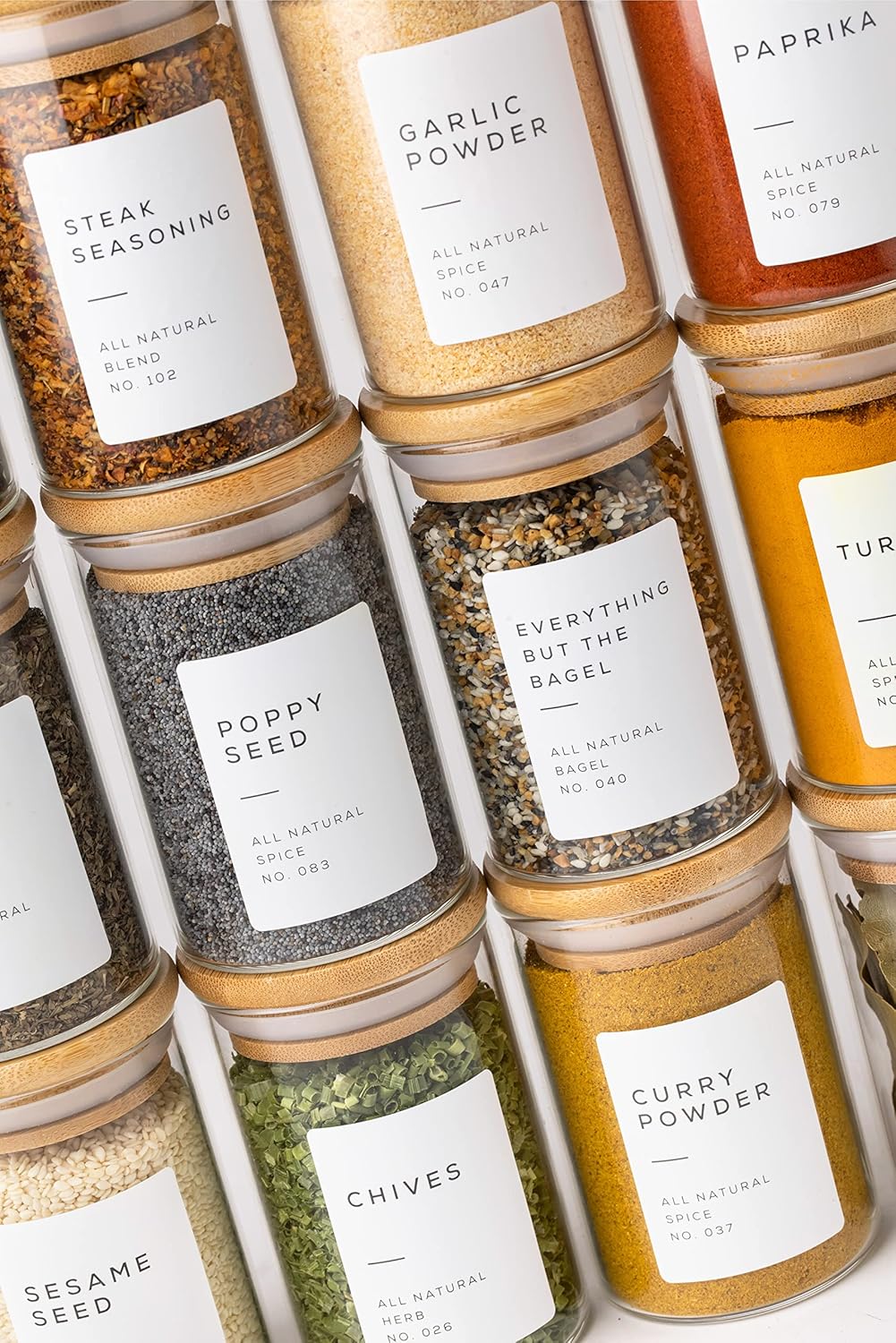 Empty Spice Jars with Bamboo Lid - Perfect for Kitchen Storage