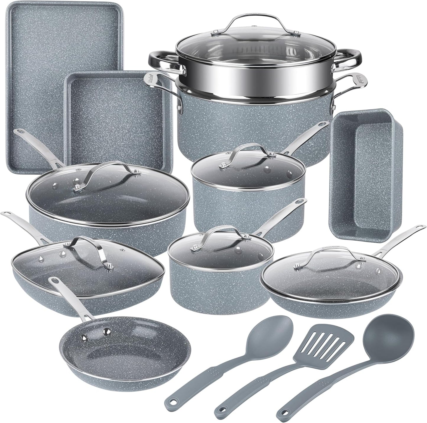 Granitestone 20 Pc Ceramic Cookware Set Nonstick for Kitchen
