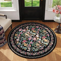 Round Rug 4ft Washable Circle Rug Non Slip Low Pile Vintage Floral