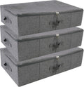 Folding Washable Rigid Underbed Storage Boxes with Zip Lid - Pack of 3
