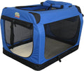 Collapsible Dog Crate with Blue Fleece Mat for Comfort