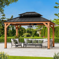 Modern Shade 11ft x 13ft Wood Gazebo with Steel Roof for Outdoors