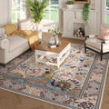 Area Rugs 5x7 Vibrant Tree of Life Patterned Washable Rug - Soft Low