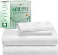California King Sheet Set 600 TC Cotton Sateen - Luxury Ticking Stripe