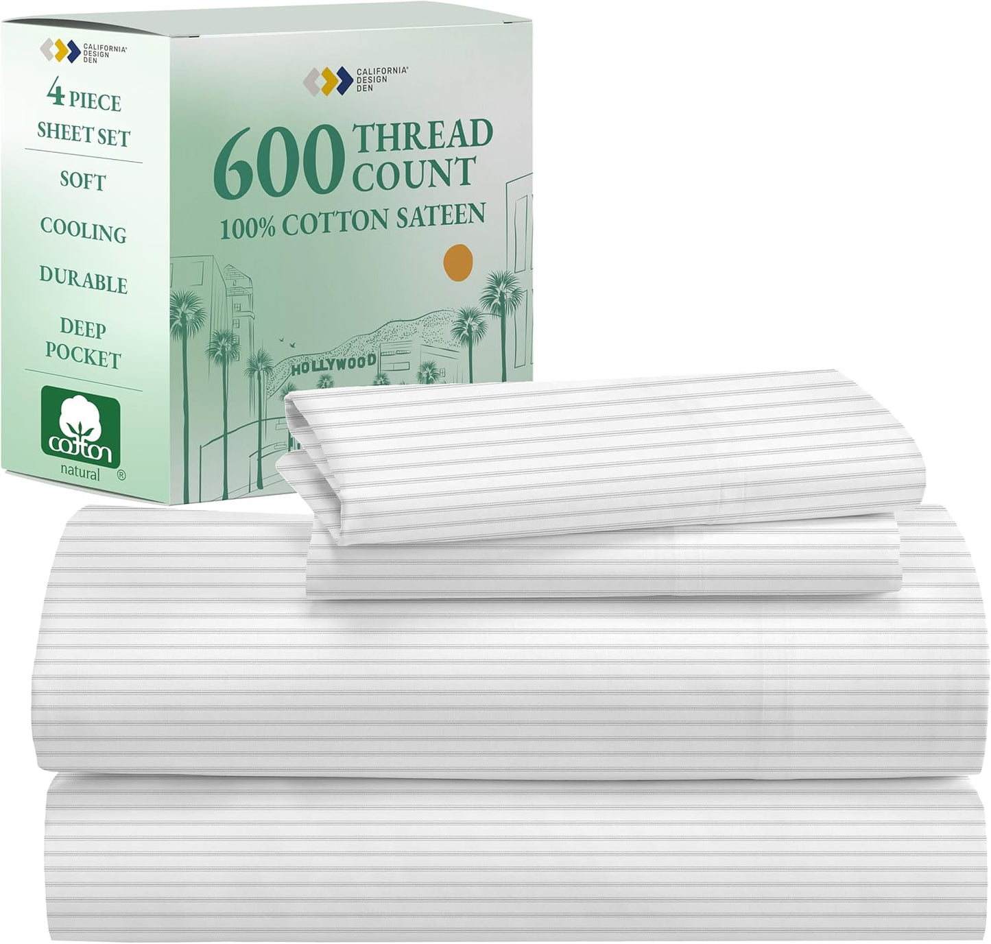 Luxury King Size Sheet Set - 100% Cotton, 600 Thread Count