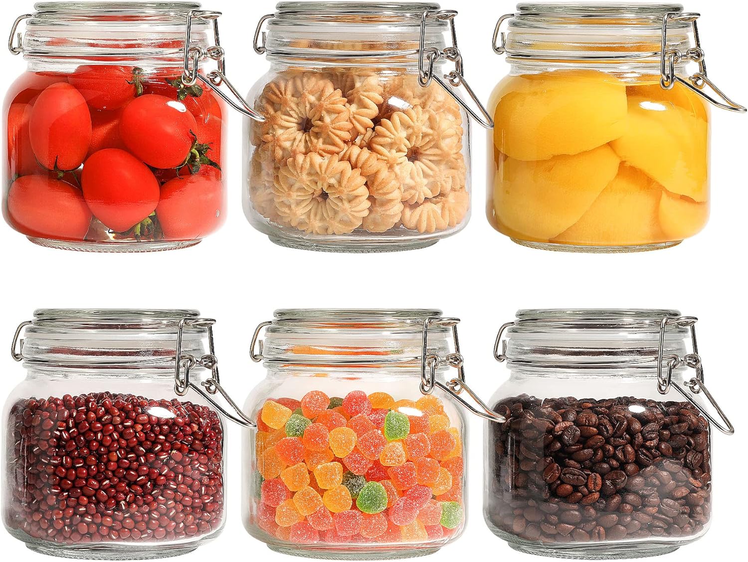 Airtight Glass Canisters Set of 6 for Kitchen Storage Needs