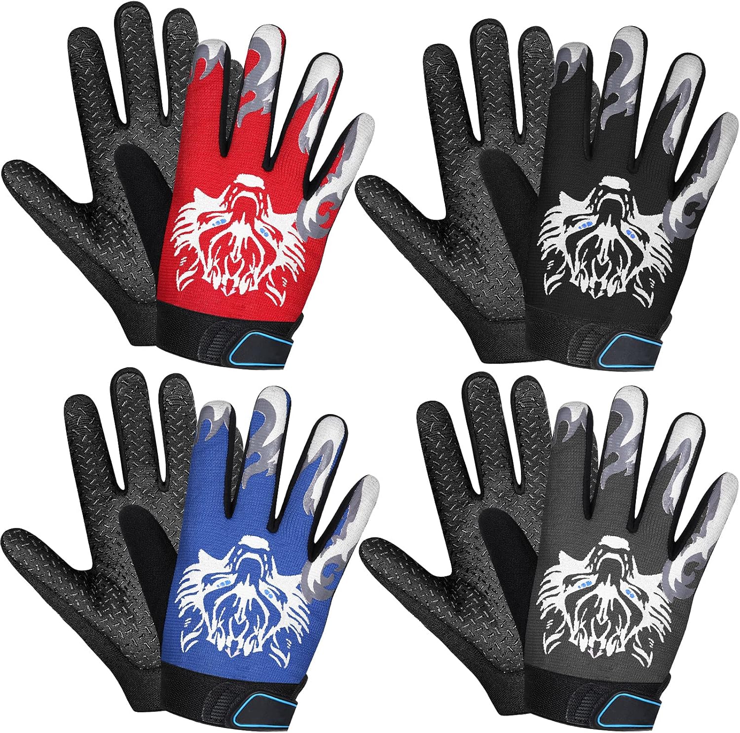 Geyoga Kids Full Finger Cycling Gloves - Nonslip Grip for Outdoor Sports