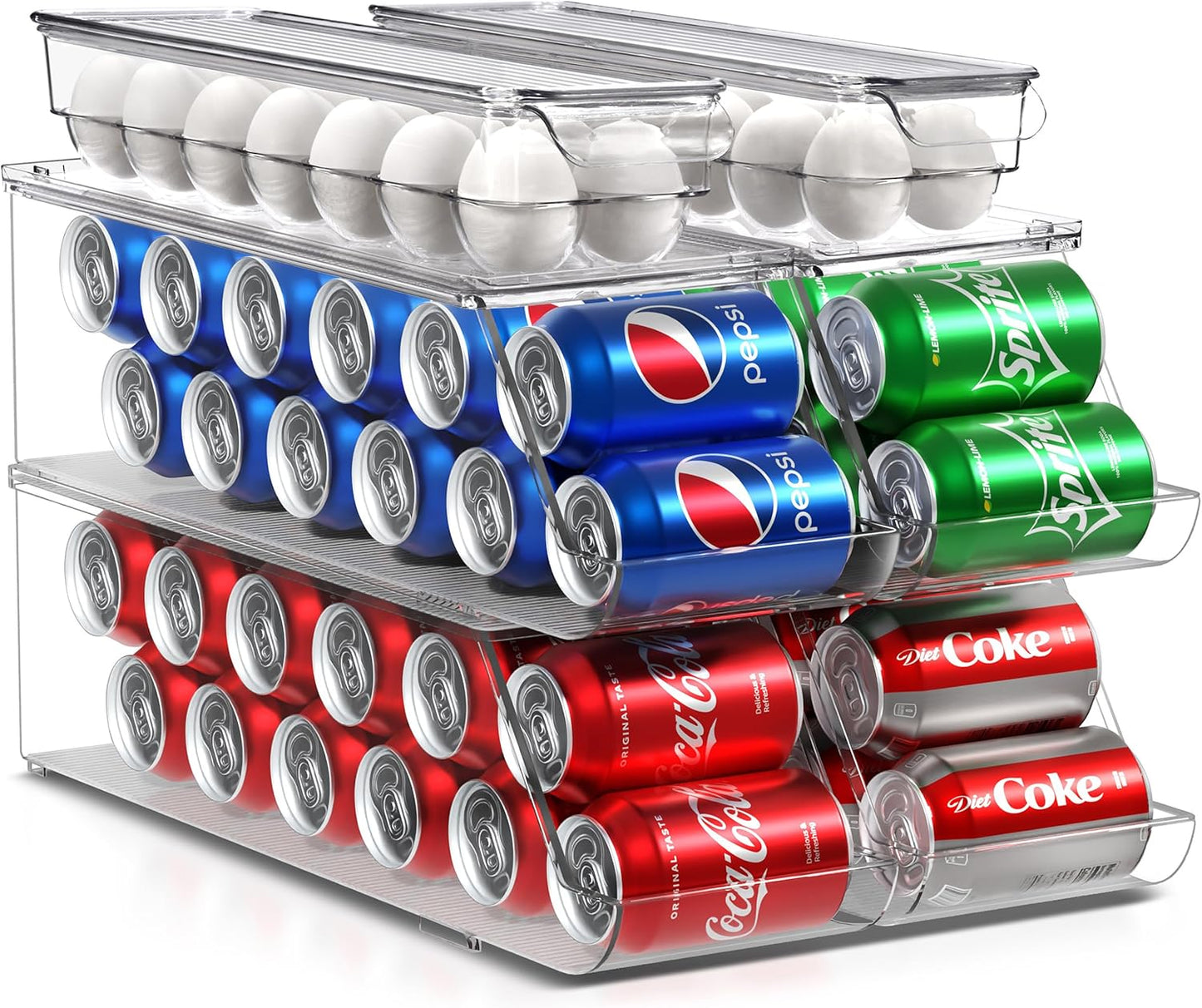 Sorbus Soda Can Organizer and Egg Holder Set for Fridge