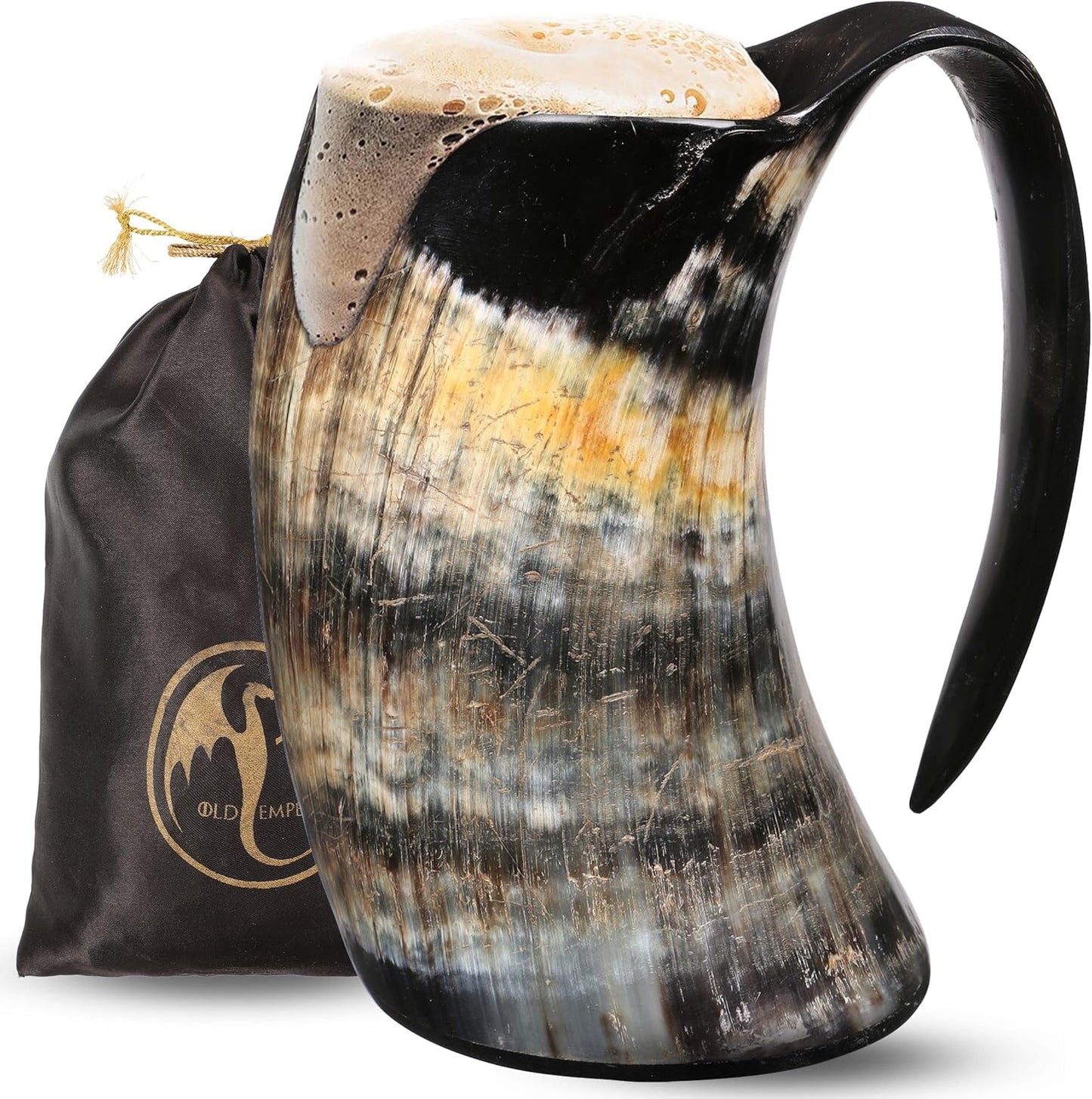 Viking Drinking Horn Mug - Unique Handmade 16oz Beer Cup