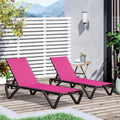 Domi Pool Lounge Chairs Set of 2 - Adjustable Pink Patio Chaise