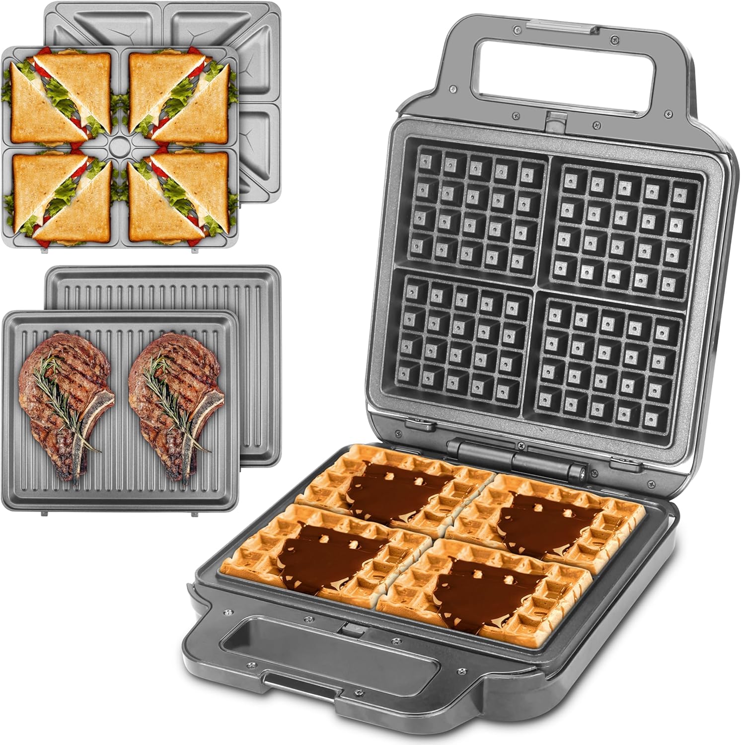 3-in-1 Breakfast Station by FineMade: Versatile Waffle Maker!