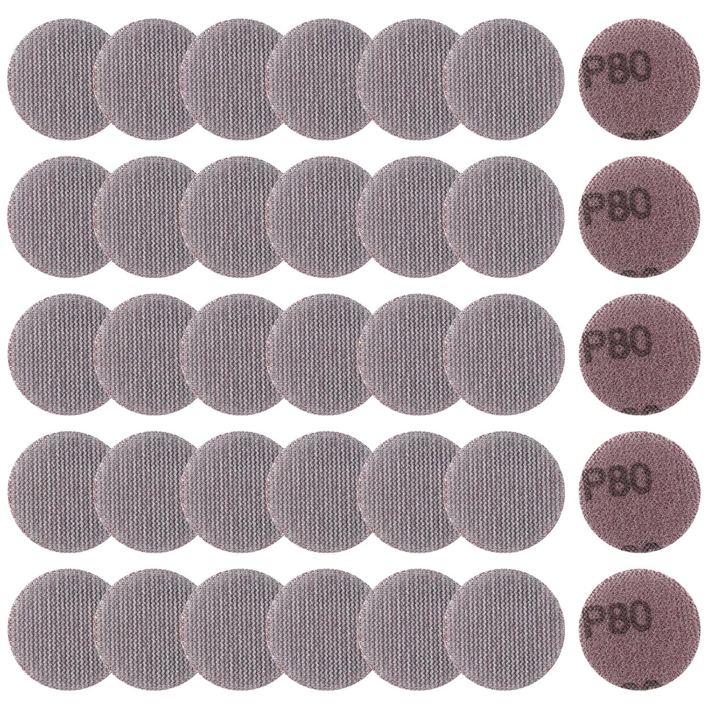 LEONTOOL 2-inch 80 Grit Hook and Loop Sanding Discs - Pack of 35