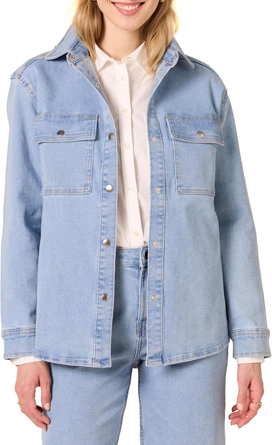 Oversized-Fit Heavyweight Denim Shirt Jacket for Women