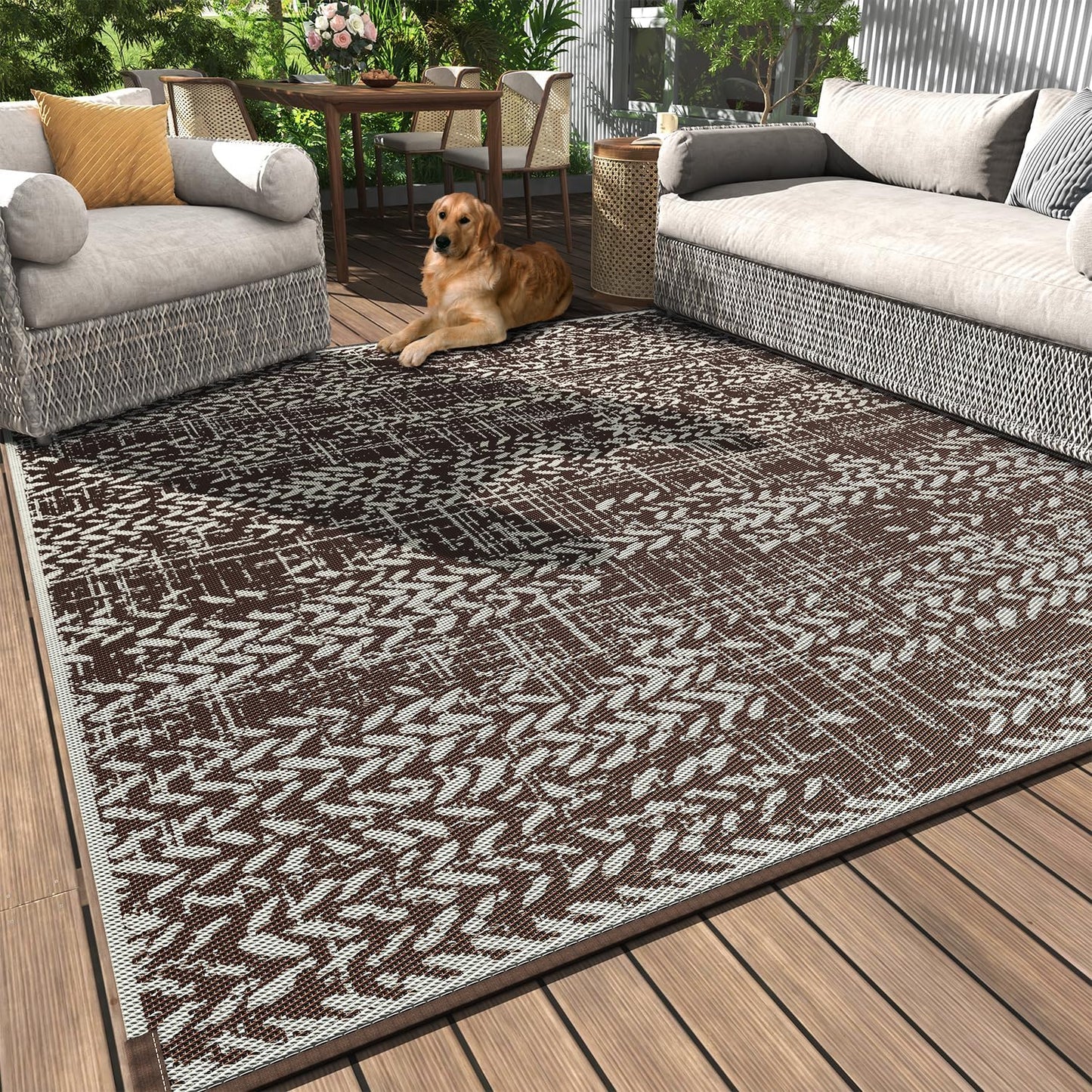 MontVoo Outdoor Rug 8x10 Waterproof Mat for Patio and Camping